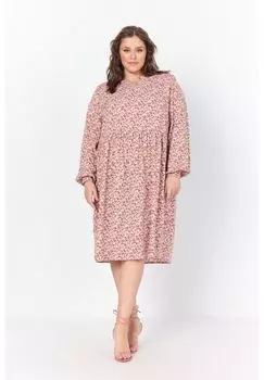 Платье-рубашка Катрин, разрез горловины, длина 3/4, женское Wasabi Concept, цвет Pink Combi