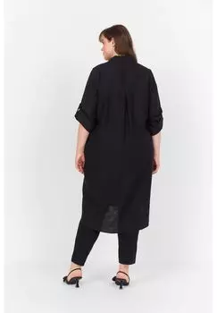 Платье-рубашка Коринна, содержание лен, длинные рукава, женское Wasabi Concept, черный