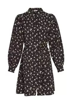 Платье-рубашка, короткое, с блузочным воротником, женское MSCH COPENHAGEN, цвет Black Flower