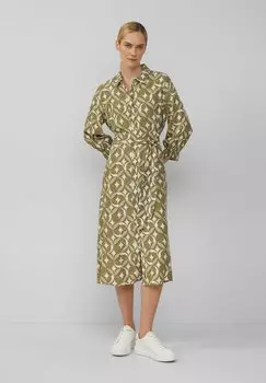 Платье-рубашка LANGES ALL-OVER-PRINT UND BINDEGRTEL s.Oliver BLACK LABEL, темно-зеленый