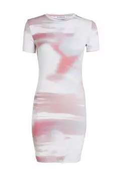 Платье-рубашка, логотип, короткий рукав, для женщин Calvin Klein Jeans, цвет Diffused Skysc