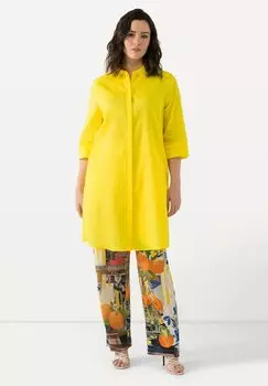 Платье-рубашка LONG 3 4 SLEEVE Ulla Popken, светло-желтый