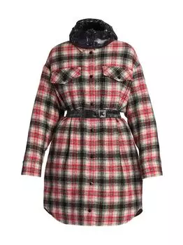 Платье-рубашка Mainline из фланели с капюшоном Moncler, красный