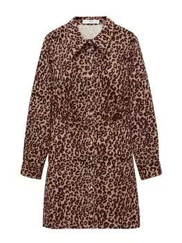 Платье-рубашка MANGO Lia, цвет Chocolate/Light brown