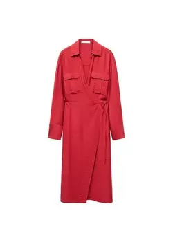 Платье-рубашка MANGO Maria, красный