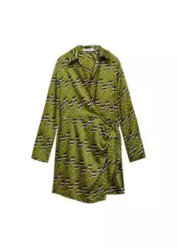Платье-рубашка MANGO Robi2, оливковый