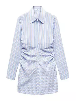 Платье рубашка MANGO Shirt Dress Medine, цвет royal blue/light blue
