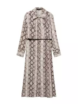 Платье рубашка MANGO Shirt Dress Serpi, цвет brocade/dark brown