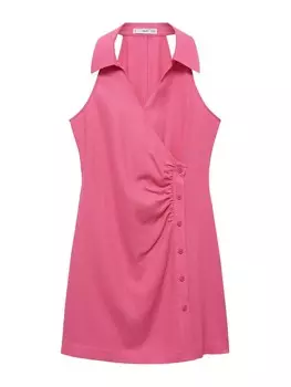 Платье рубашка MANGO Shirt Dress, светло-розовый