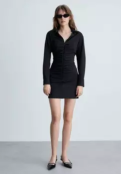 Платье-рубашка Mango, темно-синий