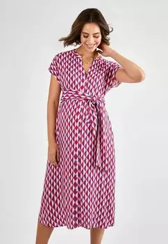 Платье-рубашка MATERNITY FIT - BUTTON THROUGH MIDI WITH TIE JoJo Maman Bb, розовый