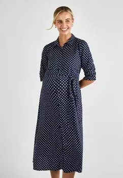 Платье-рубашка MATERNITY FIT FLORAL BUTTON THROUGH JoJo Maman Bb, синий
