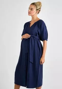 Платье-рубашка MATERNITY FIT - TEXTURED BUTTON THROUGH MATERNITY JoJo Maman Bb, синий
