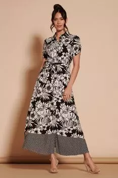 Платье-Рубашка макси Elsie из вискозы с цветочным принтом Jolie Moi, черный