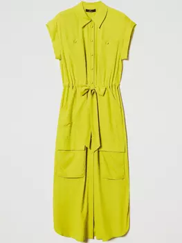 Платье-рубашка макси из крепа TWINSET, желтый