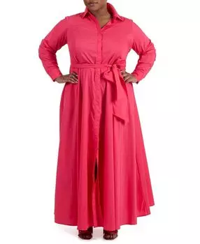 Платье-рубашка макси из поплина больших размеров Pari Passu, розовый