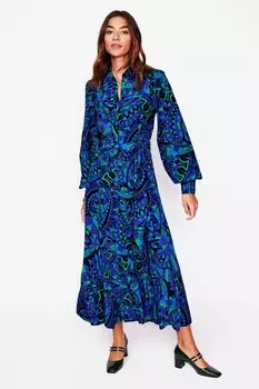 Платье рубашка макси от Martha Godet Boden, синий