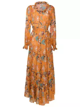 Платье-рубашка макси с графичным узором Amir Slama, оранжевый