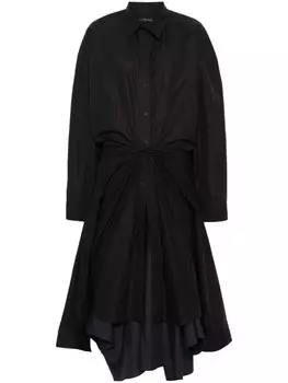 Платье-рубашка макси с заплатками Balenciaga, черный