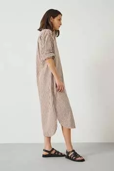 Платье-Рубашка макси Sahra с полосатым узором Hush, коричневый