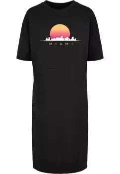 Платье-рубашка Merchcode " Merchcode Women's Ladies Miami X Organic Oversized Slit Tee Dress" (1 шт.), черный