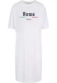 Платье-рубашка Merchcode " Merchcode Women's Ladies Roma Organic Oversized Slit Dress Tee Dress" (1 шт.), белый