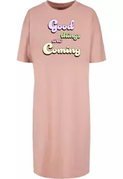 Платье-рубашка Merchcode " Merchcode Women's Ladies Good Things Oversized Платье-футболка с разрезом" (1 шт.), цвет Duskrose