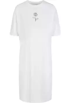 Платье-рубашка Merchcode " Merchcode Women's Ladies Rose Oversized Slit Tee Dress" (1 шт.), белый