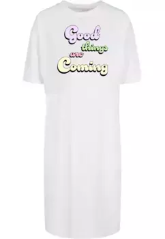 Платье-рубашка Merchcode " Merchcode Women's Ladies Good Things Oversized Платье-футболка с разрезом" (1 шт.), белый