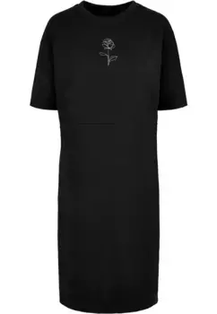 Платье-рубашка Merchcode " Merchcode Women's Ladies Rose Oversized Slit Tee Dress" (1 шт.), черный