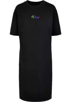 Платье-рубашка Merchcode "Женское женское платье-футболка с разрезом Rainbow Rainbow Oversized" (1 шт.), черный