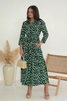 Платье рубашка миди Angela с отделкой кантом Girl In Mind, зеленый