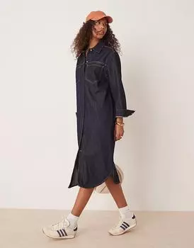 Платье-рубашка миди ASOS DESIGN в цвете полоскание