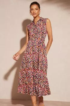 Платье-Рубашка миди без рукавов из джерси с поясом Love & Roses, оранжевый