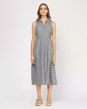 Платье-рубашка миди без рукавов Niza, светло-голубой