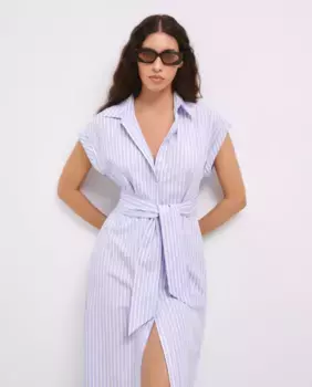 Платье-рубашка миди без рукавов с узлом Tintoretto, синий