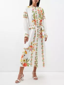 Платье-рубашка миди camilla с цветочным принтом Borgo De Nor, белый