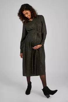 Платье рубашка миди для беременных с анималистичным принтом Jojo Maman Bb, зеленый