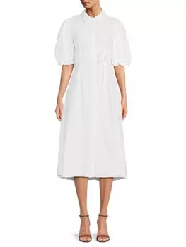 Платье-рубашка миди Hades с пышными рукавами Bardot, цвет Orchid White