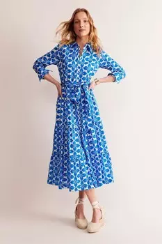 Платье рубашка миди из хлопка Flo Boden, синий