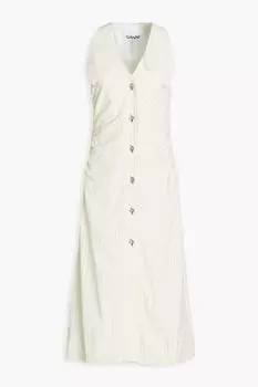 Платье-рубашка миди из хлопка в полоску GANNI, желтый