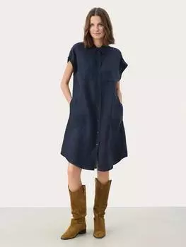 Платье-рубашка миди из льняной смеси ellena Part Two, цвет After Midnight