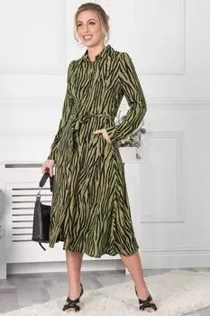 Платье-рубашка миди из вискозы ши Jolie Moi, зеленый