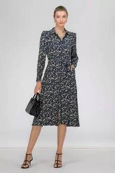 Платье-рубашка миди из вискозы ши Jolie Moi, синий