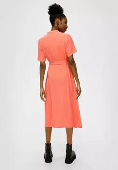 Платье-рубашка MIDI MIT KNOPFLEISTE QS, абрикос