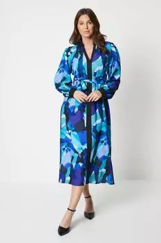 Платье-рубашка миди с абстрактным контрастом Debenhams, синий