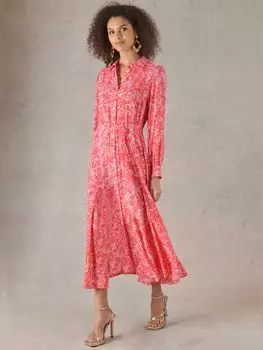 Платье-рубашка миди с цветочным принтом Ro&Zo Petite, розовый