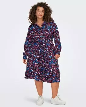 Платье-рубашка миди с длинными рукавами Only Carmakoma, черный