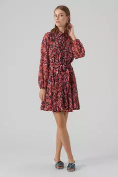 Платье-рубашка миди с длинными рукавами Vero Moda, мультиколор