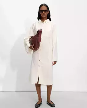 Платье-рубашка миди с длинными рукавами Parfois, белый